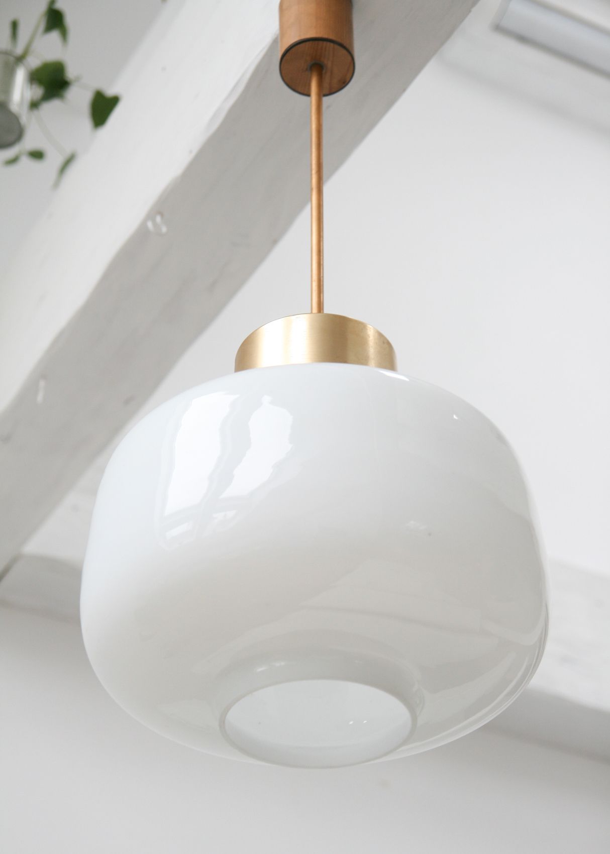 Pair of vintage opaline glass pendant lamp from Sijaj, 1960s
