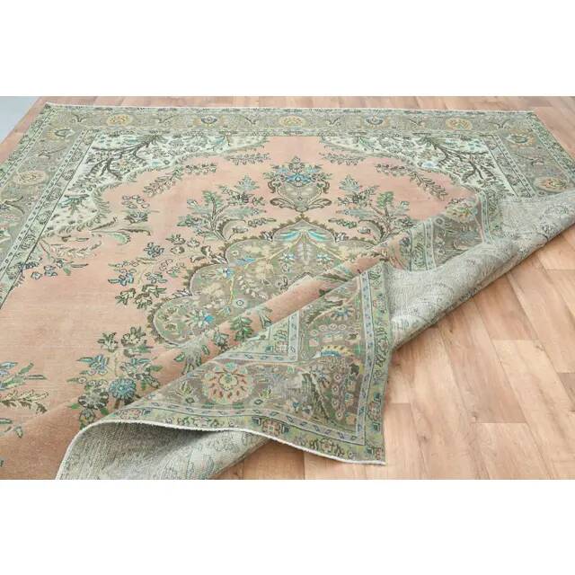 Tapis vintage persan fait main en laine et coton orange, années 1970