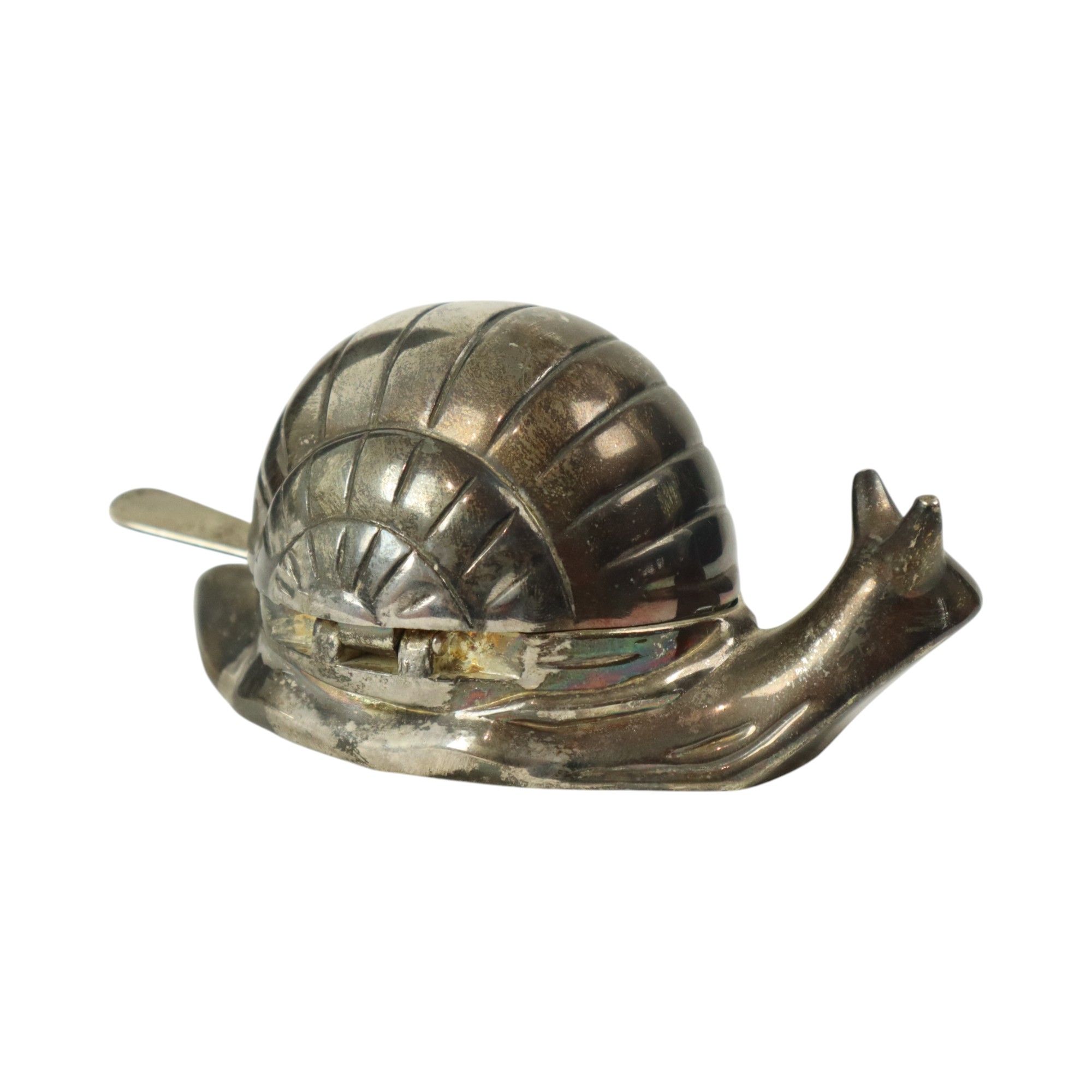 Vintage Silver Plated Butter Dish Snail EP Zinc Hong Kong 1960s