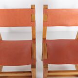 Set of 6 chairs in elm and leather Maison Regain edition