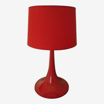 Table lamp, red metal foot, red lampshade, 70s