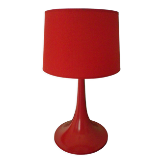 Table lamp, red metal foot, red lampshade, 70s