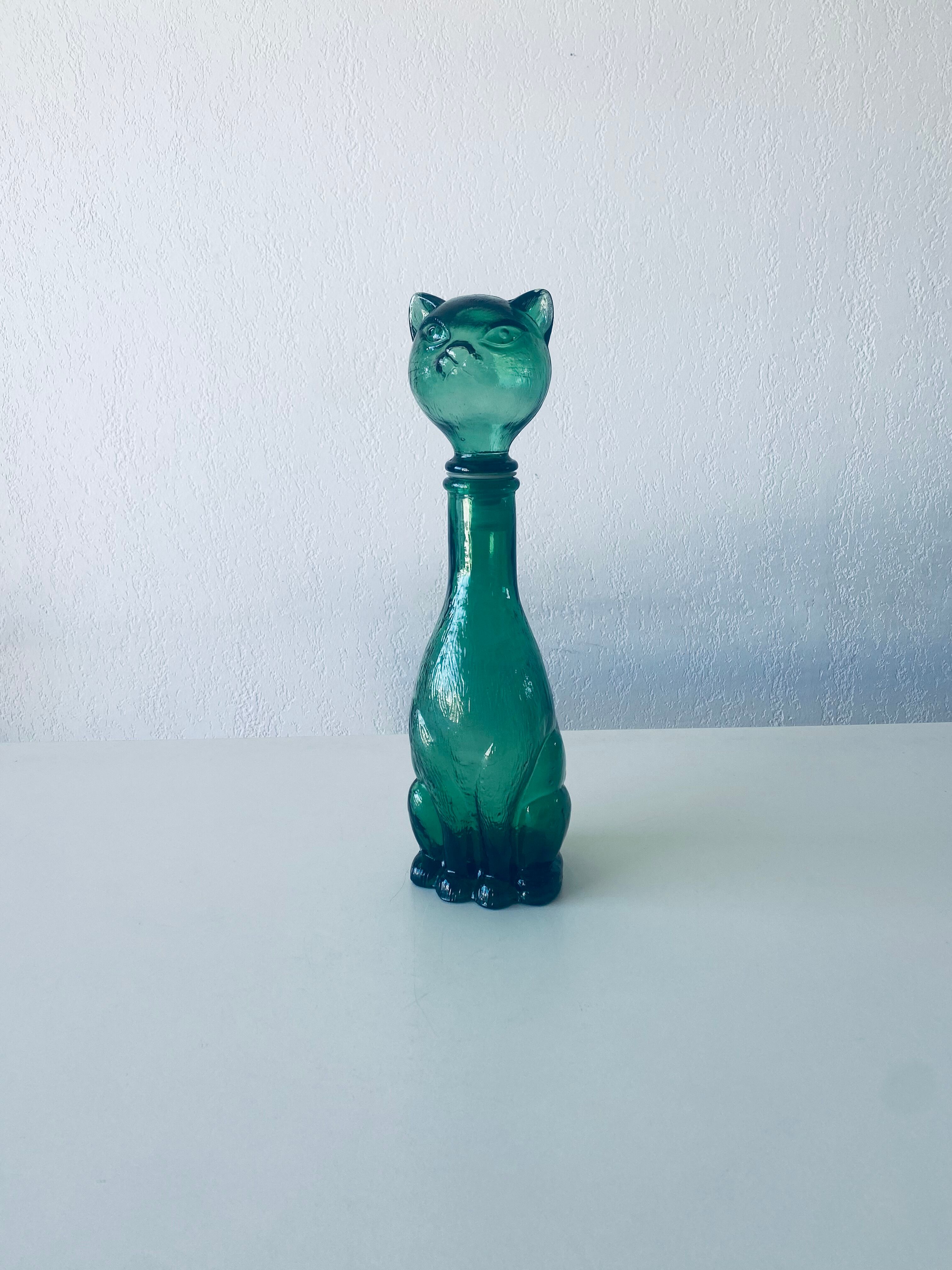 Vintage glass decanter in cat shape