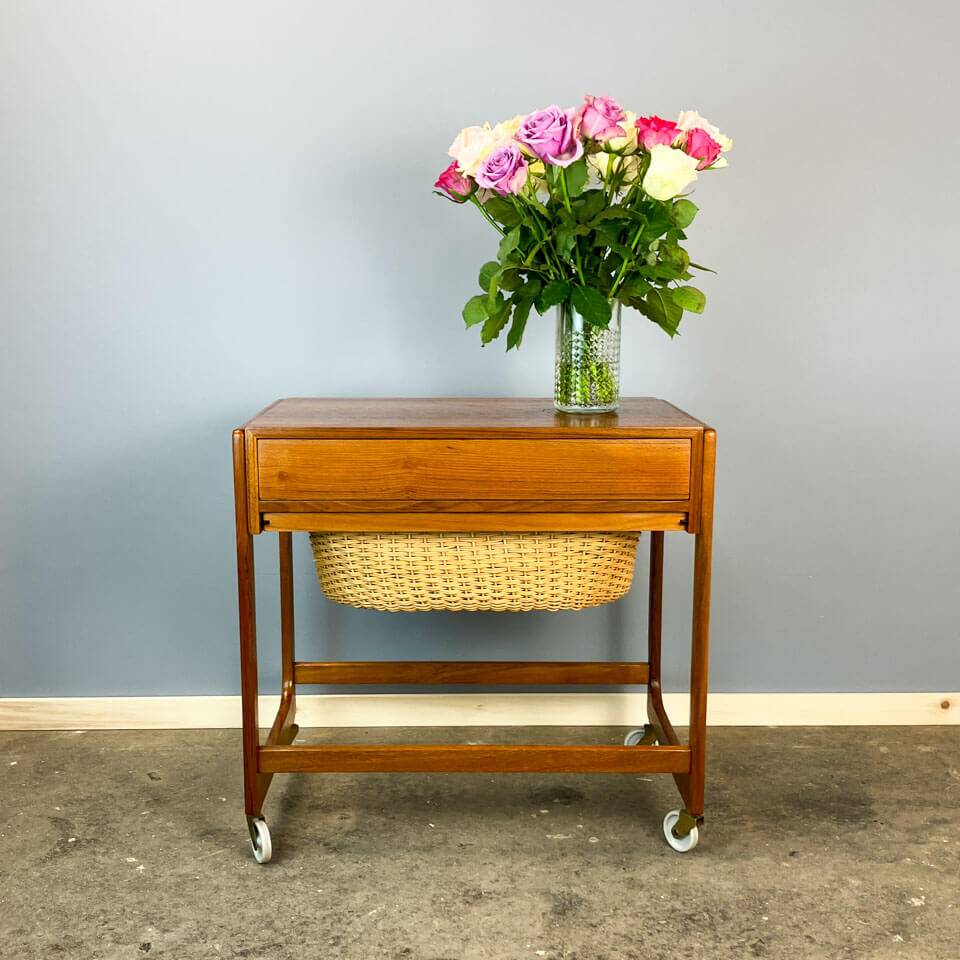 Rollable sewing box by BR Gelsted Denmark, teak, vintage from the 60s