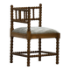 Antique French corner chair handcrafted with lamb's wool, early 20th century.