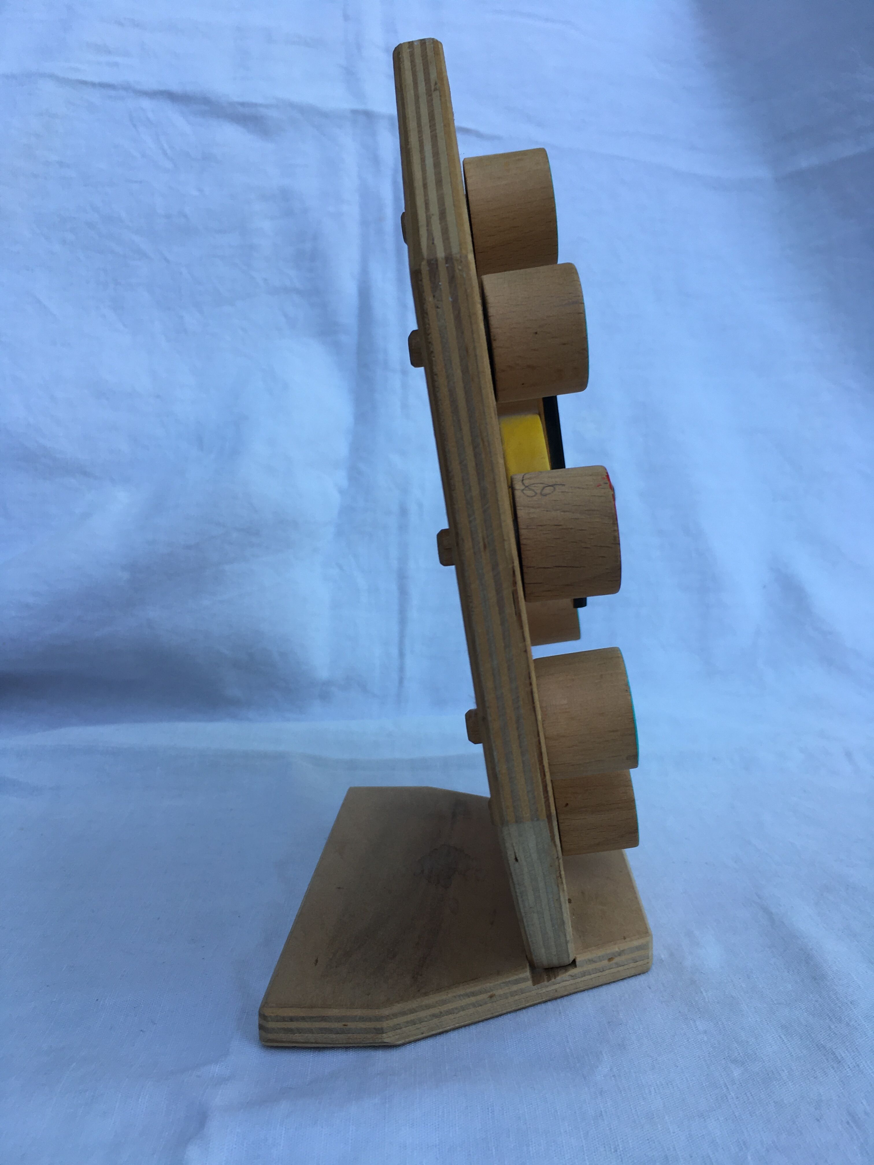 Painted wooden toy clock