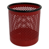 Red metal waste paper basket by R.Barbieri & R. Marianelli for Rexite, 1980