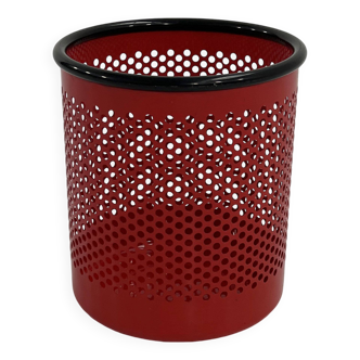 Corbeille à papier en métal rouge par R.Barbieri & R. Marianelli pour Rexite, 1980