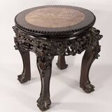 China, 19th century ironwood and marble pedestal coffee table