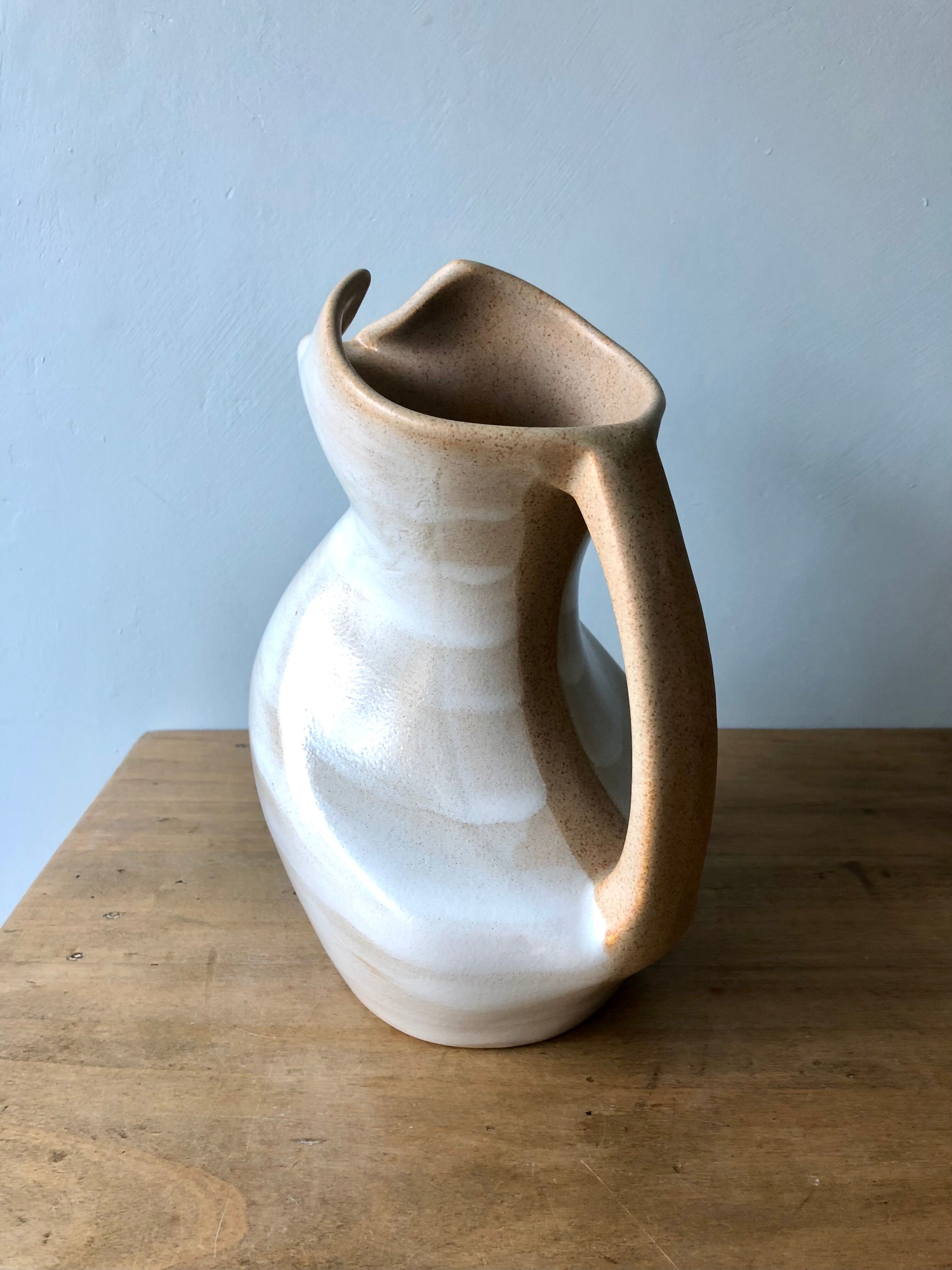 Zoomorphic pitcher faiencerie de saint amand 60s