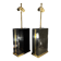 Pair of black lacquered and brass table lamps, circa 1970