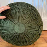 Olive green velvet pouf