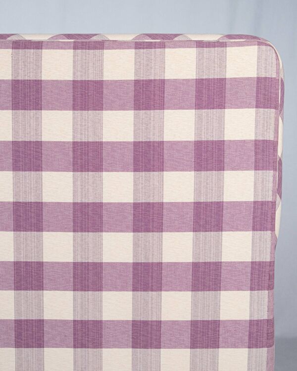 Banquette en tissu Vichy capitonné mauve et crème, France, 1970