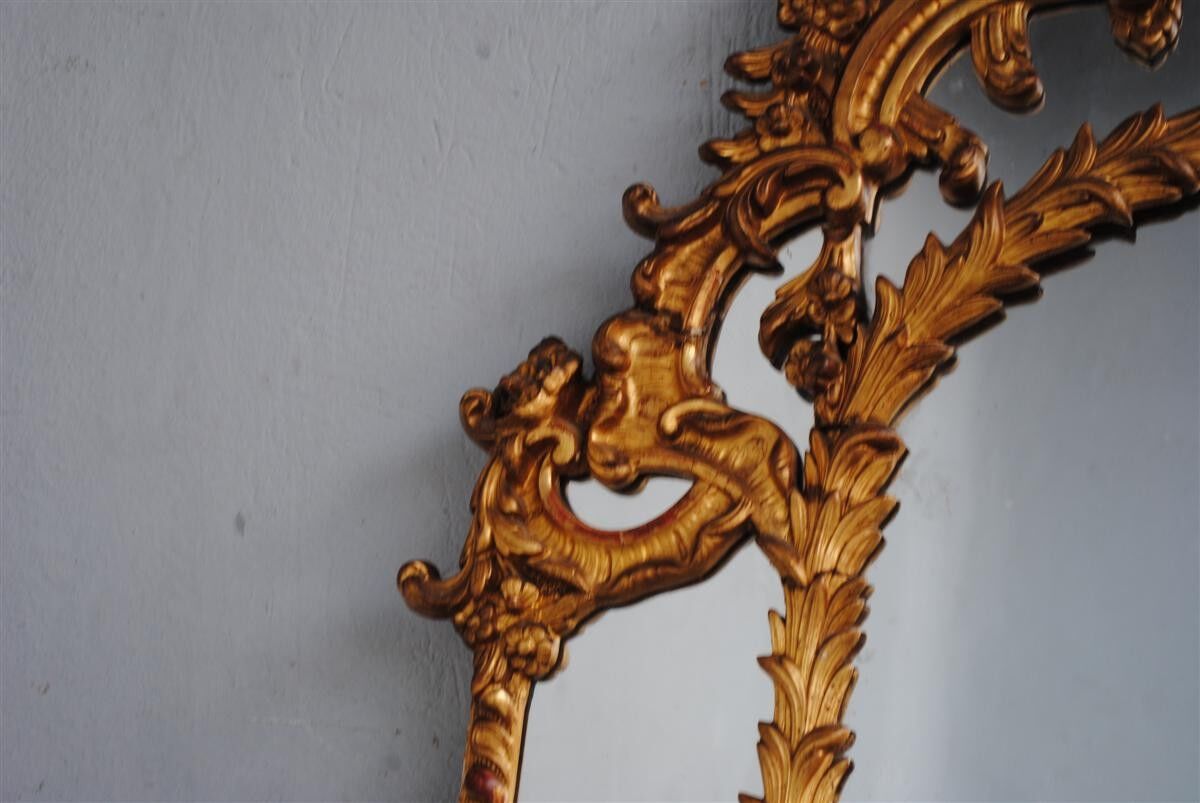 Mirror shield-close style Louis XV gold leaf gilding