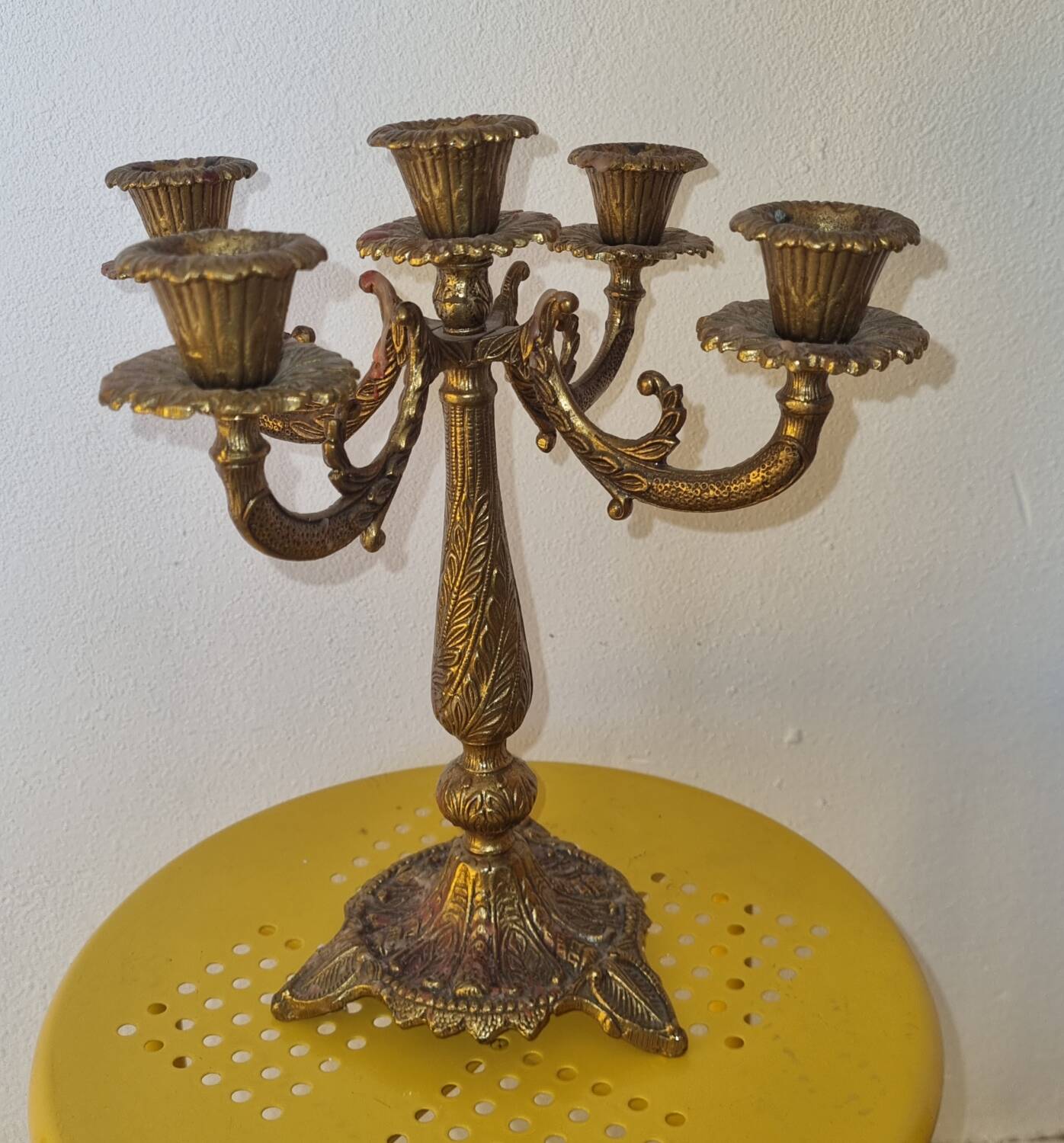 5-light chandelier, bronze candle holder