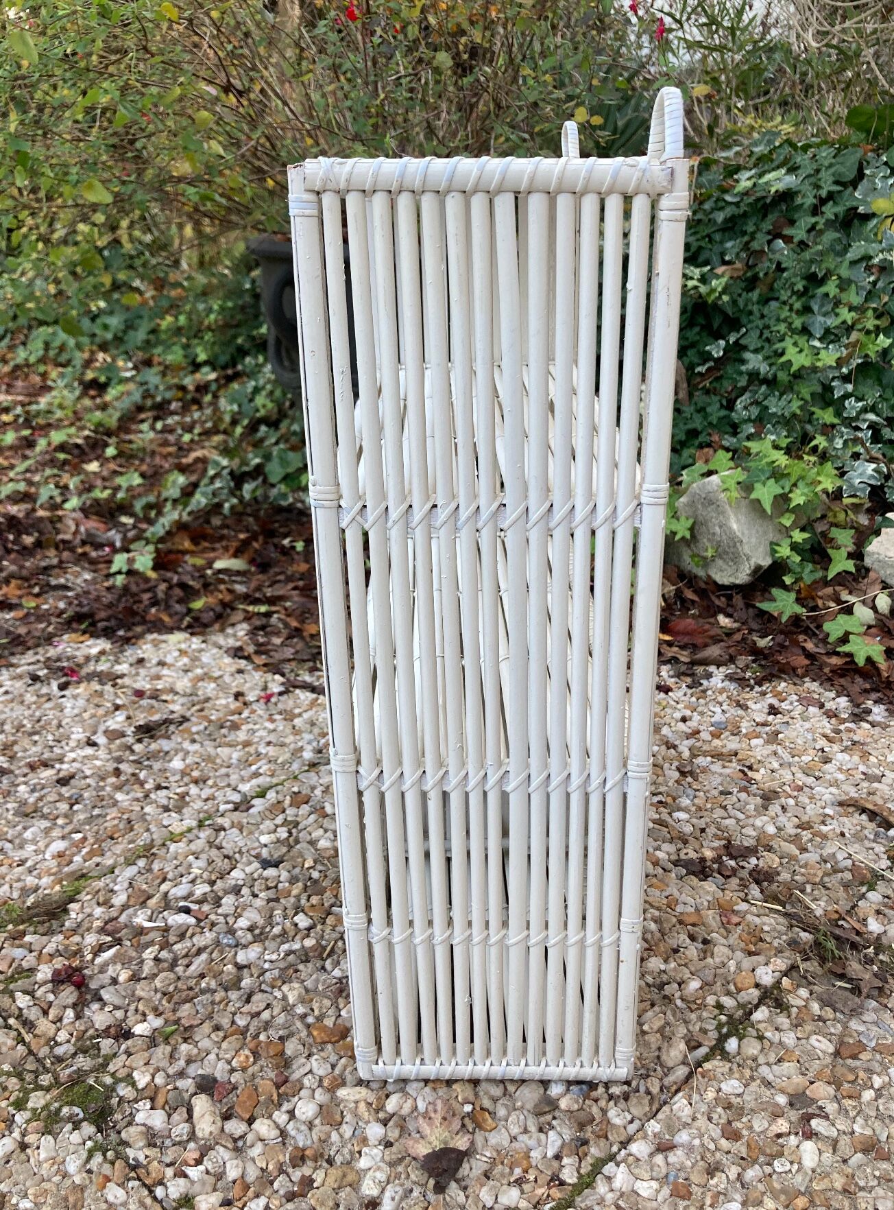 Vintage white rattan wall shelf