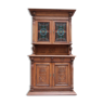 Henri II style double body in worked oak, original leaded stained glass windows