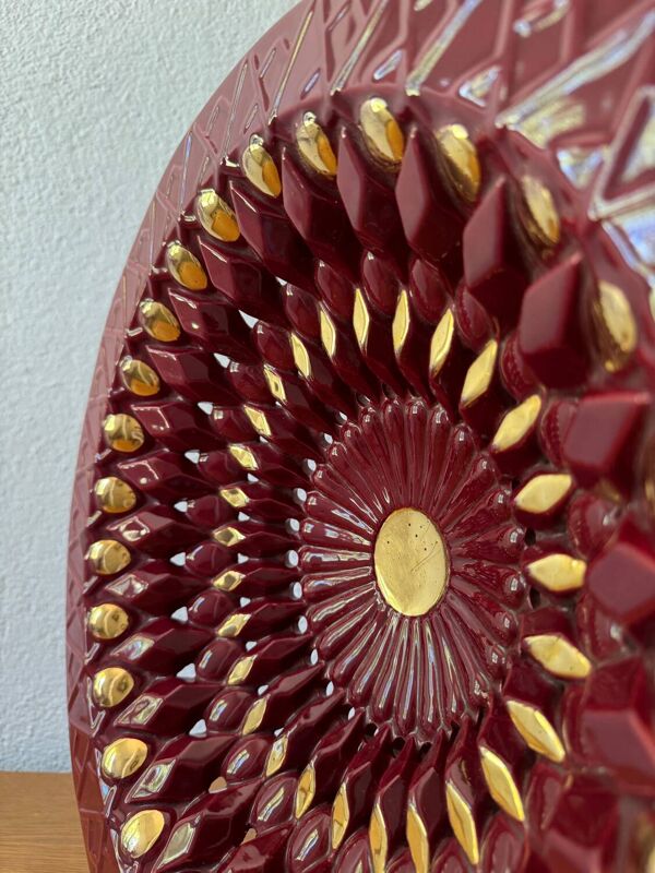 Grand plat céramique ajourée Vallauris années 60