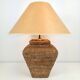 Large Hand Woven Wicker Rattan Table Lamp, France, 1970s