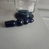 White and blue blown glass carafe