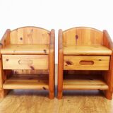 Pair of solid pine bedside tables 1970