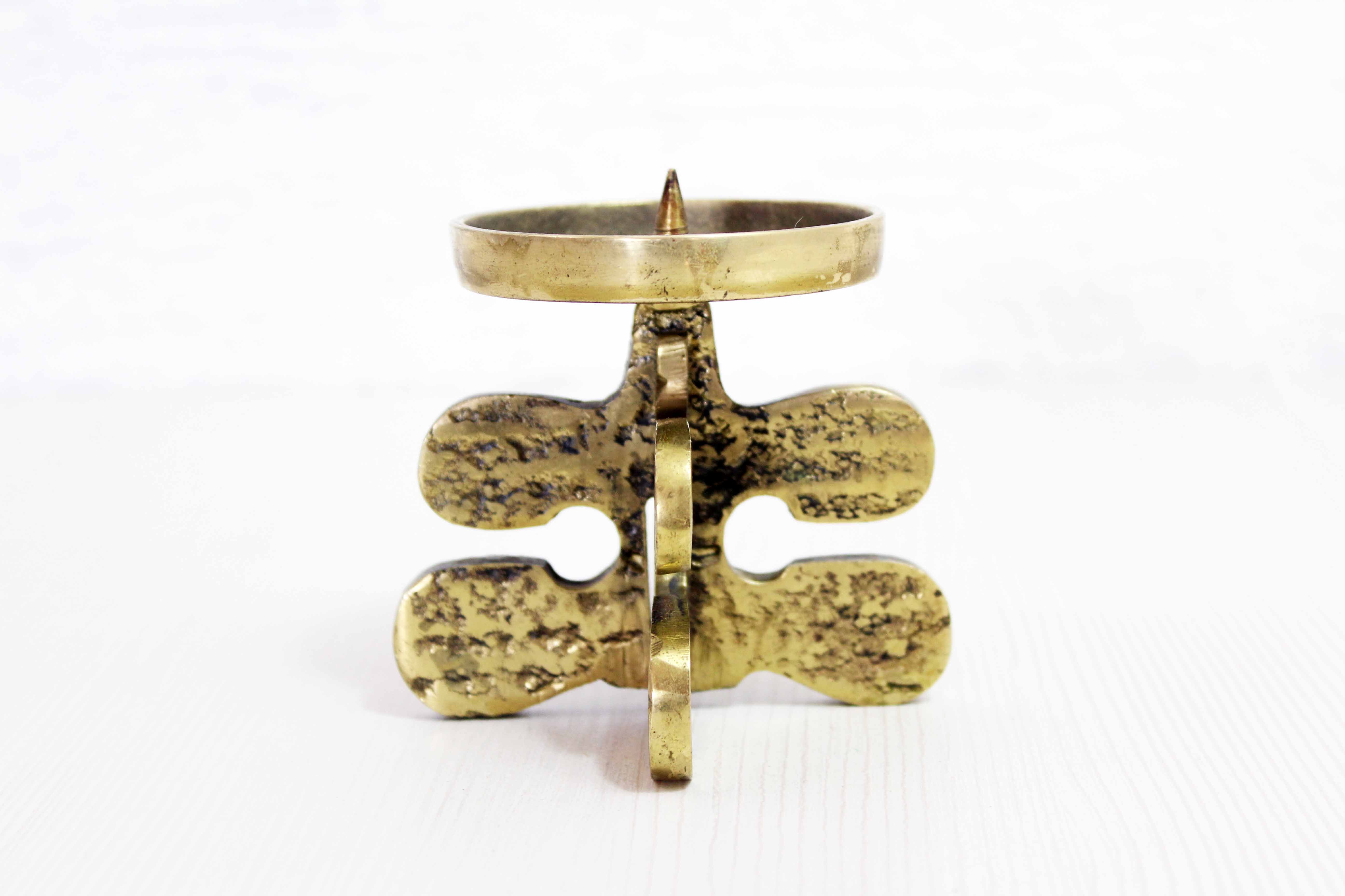 Brutalist bronze candle holder by Guiseppe Gallo 1960