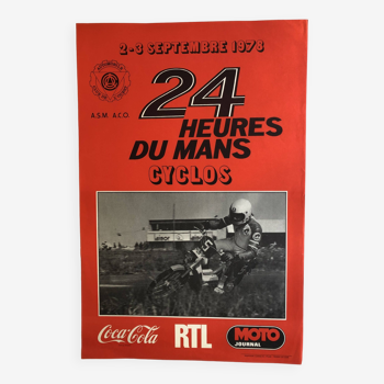 Affiche originale 24 Heures du Mans Cyclos 2-3 Septembre 1978