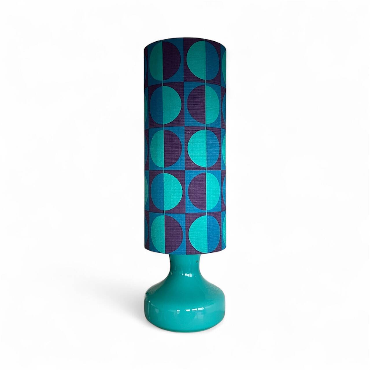 Stockholm lamp H82 D25cm blue opaline - vintage fabric 1970