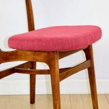Vintage Hałas upholstered chair in raspberry strawberry vintage colour