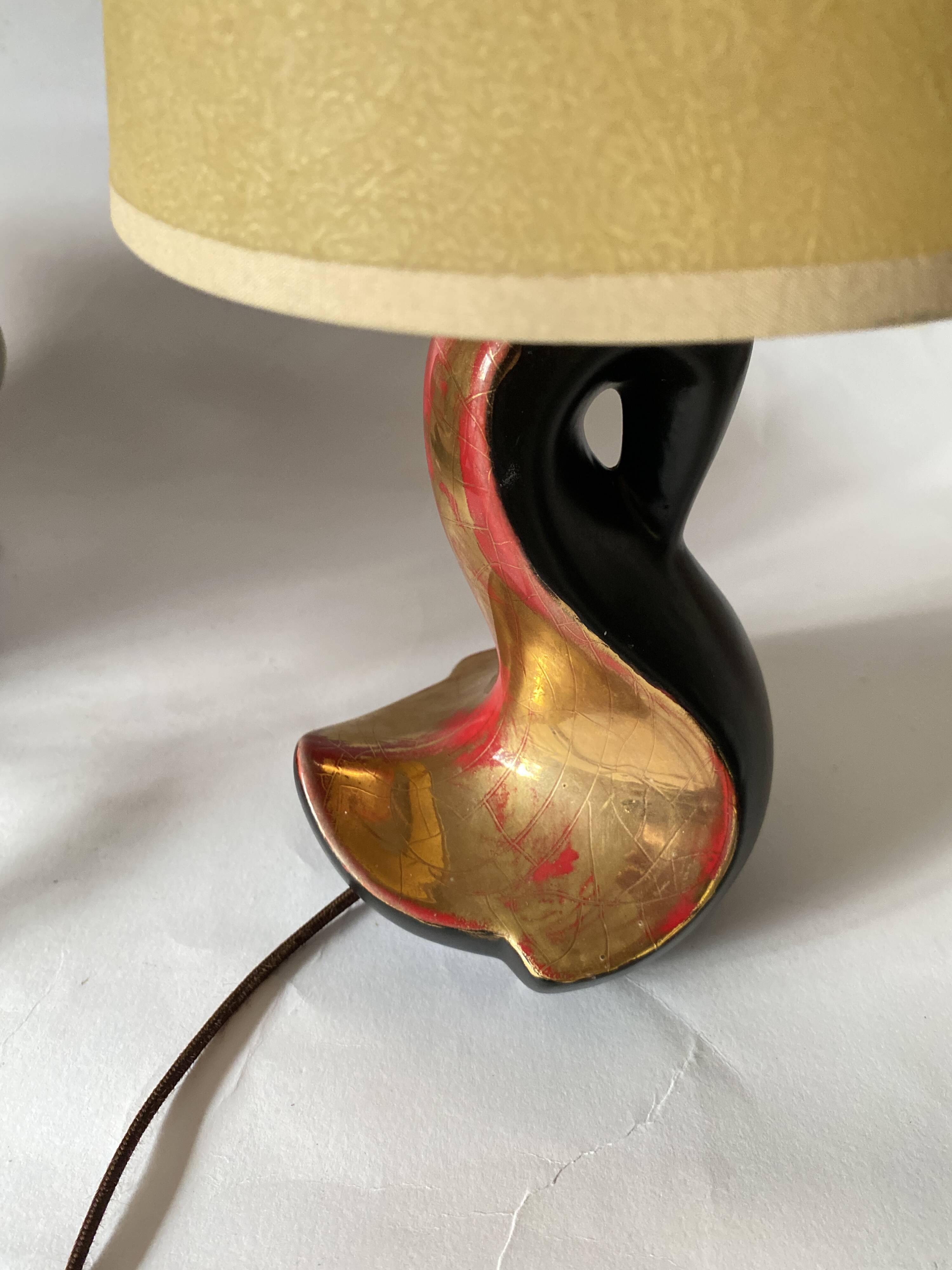 Earthenware lamp, 2 M fabric cable, paper lampshade