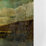 Screen by Bernard Cuenin with lacquered landscape, circa 1970