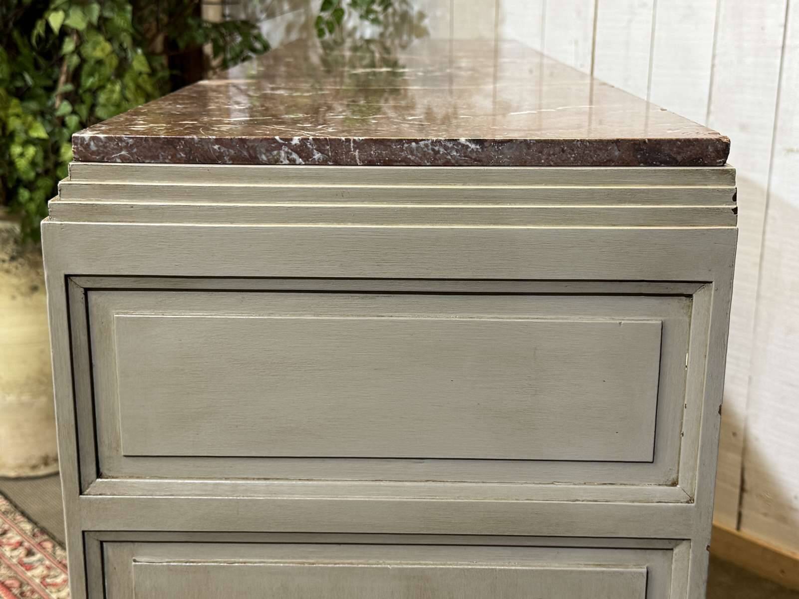 Art Deco sideboard in walnut, oak and marble top.