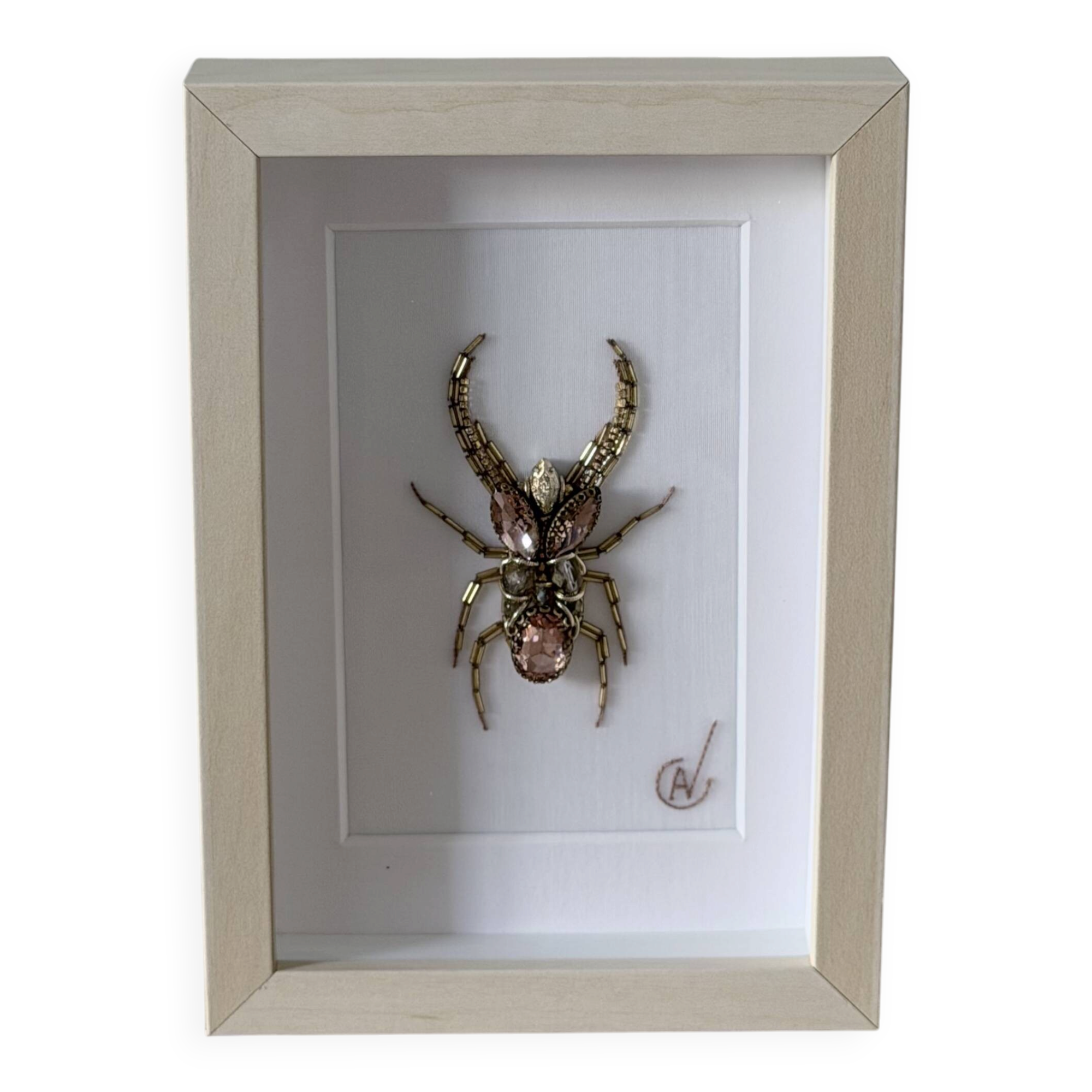 Hand-embroidered insect tableau (unique piece)