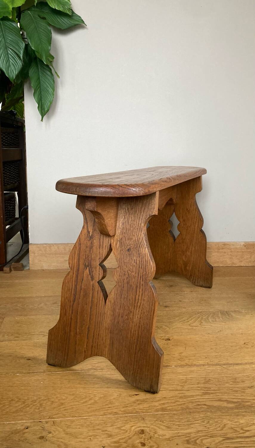 Country bench in solid oak, mid-20th century