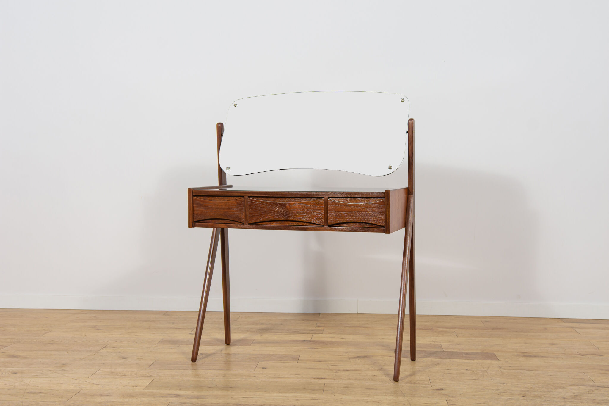 Mid-Century Teak Dressing Table with Mirror by Arne Vodder for Ølholm Møbelfabrik, Denmark, 1960s