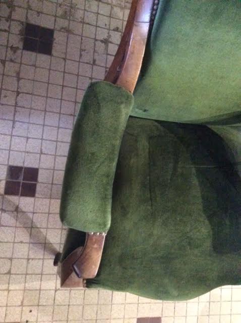 Voltaire with green velvet seat