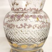 Glass vase carved and painting by hand. France 1940s.