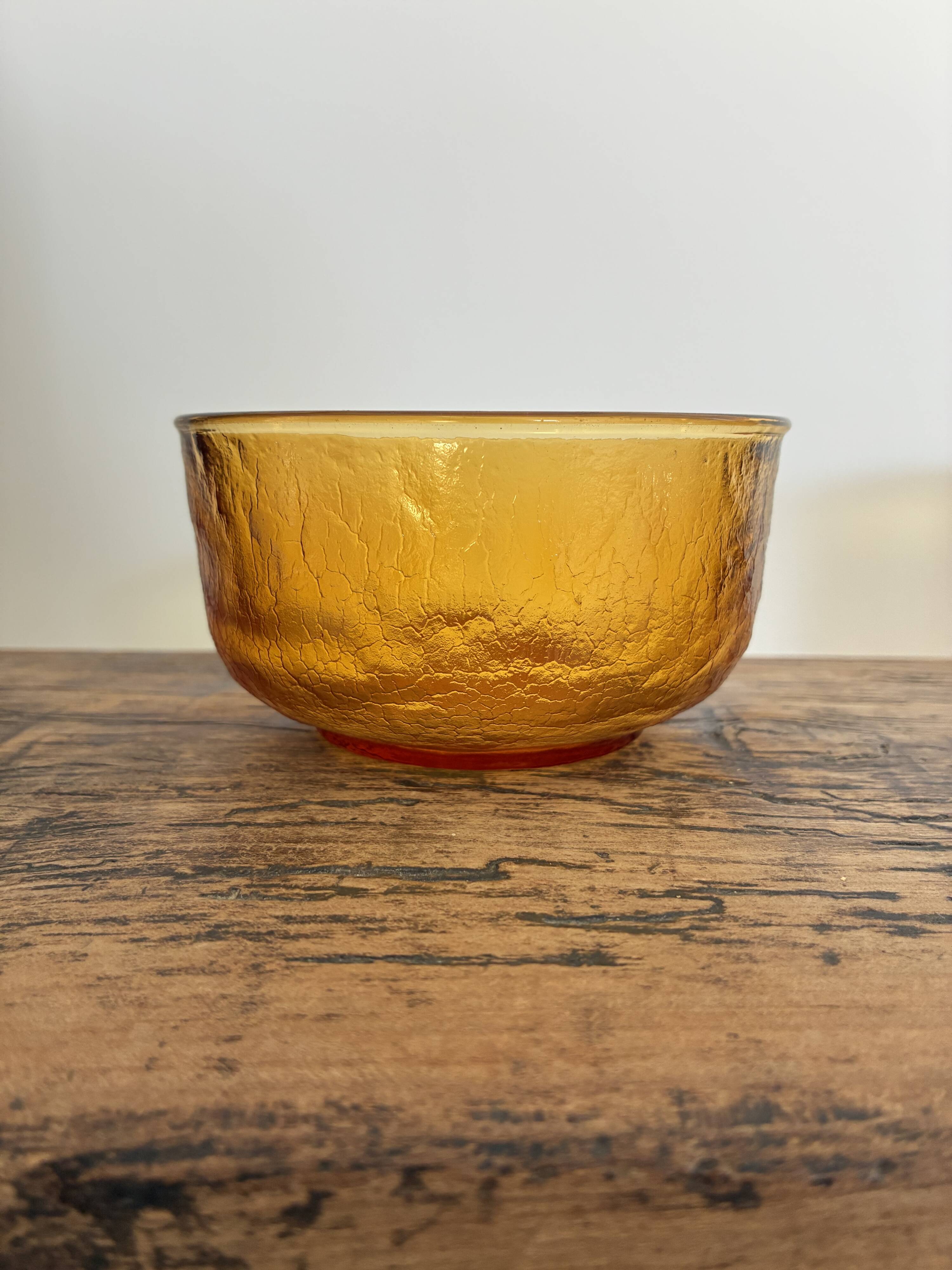 3 "Lever" brand bowls, amber textured