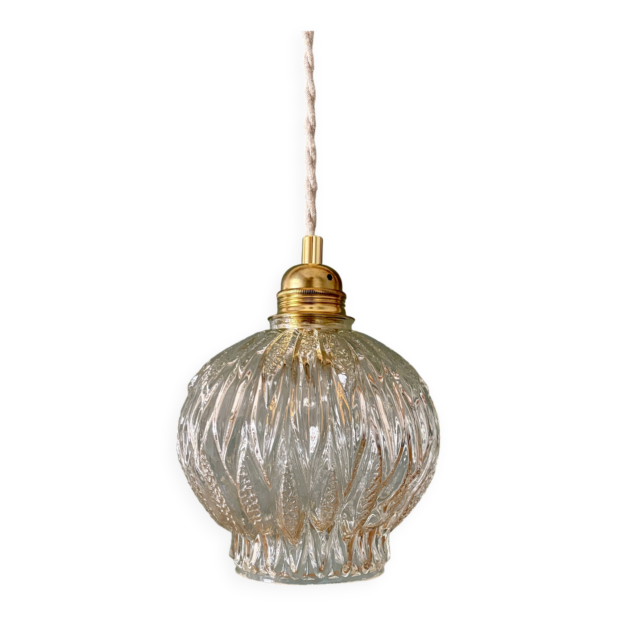 Vintage globe pendant light in molded glass