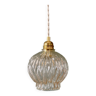 Vintage globe pendant light in molded glass