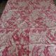 Vintage cotton tablecloth with birds and pink flowers 135 X 145 cm