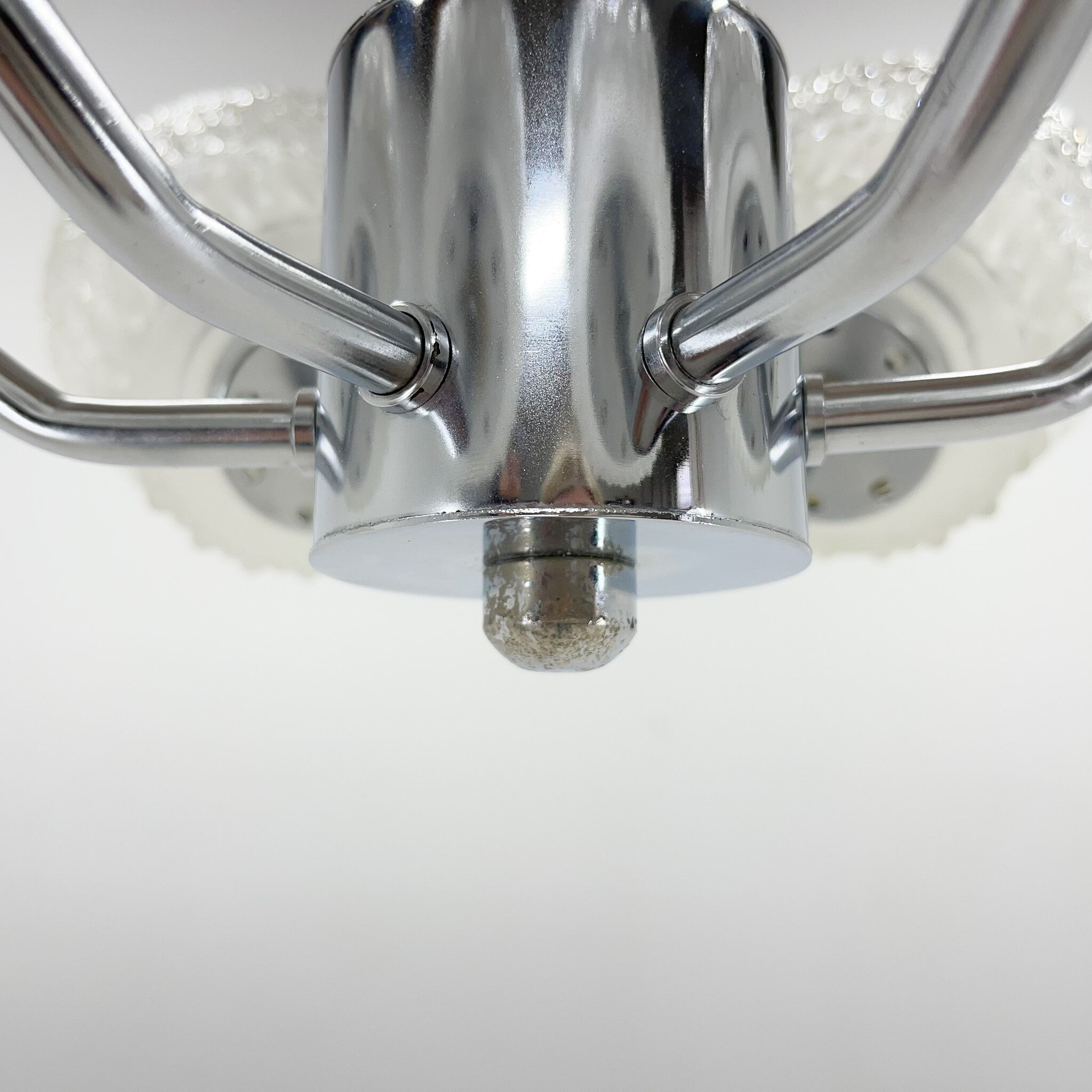 Mid-century glass & chrome chandelier, 1970's