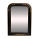 Antique Napoleon III mirror, black frame with hand-painted floral decoration – 19th century