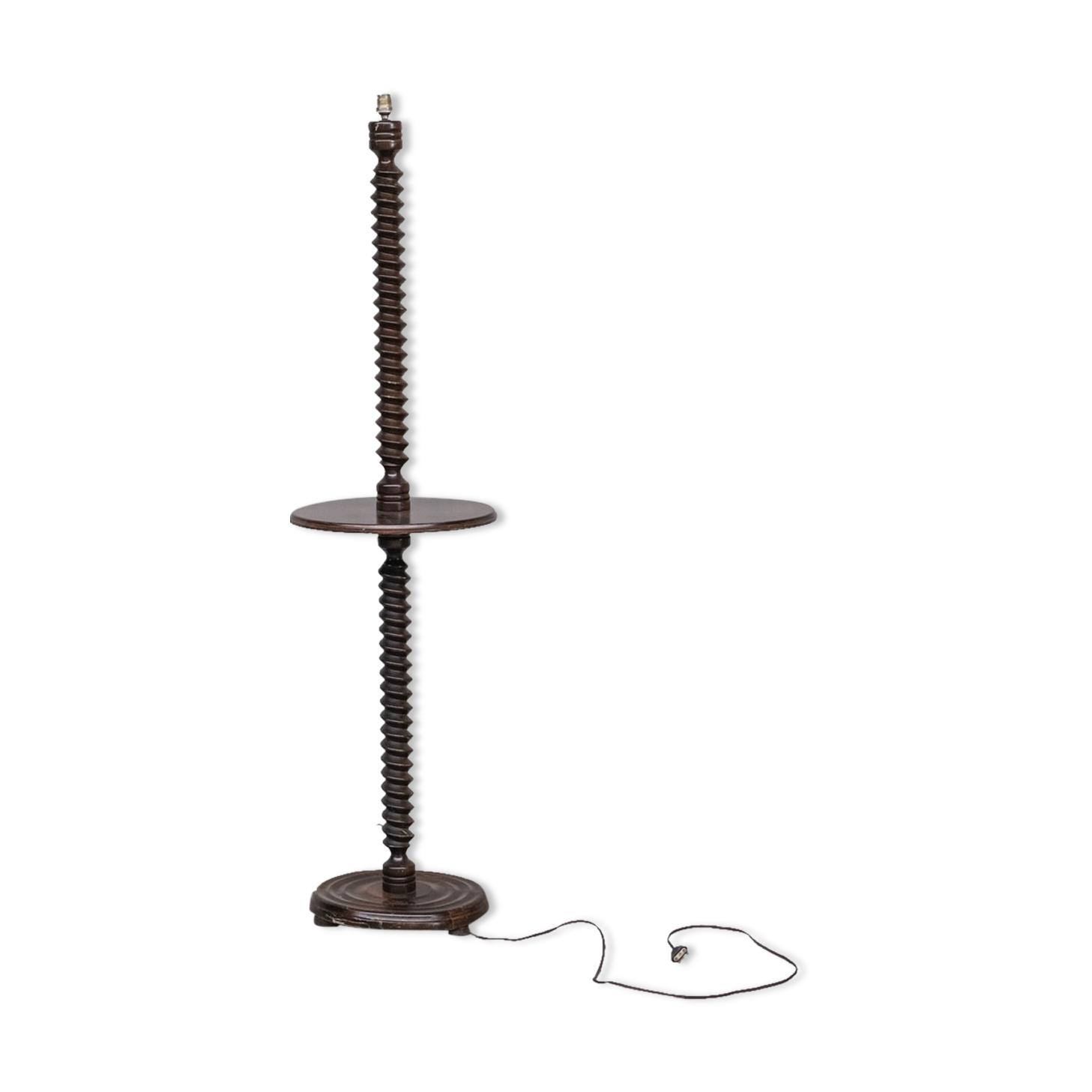 French art deco turned oak floor  lamp