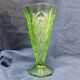 Antique Art Deco Bohemian uranium vase / geometric glass