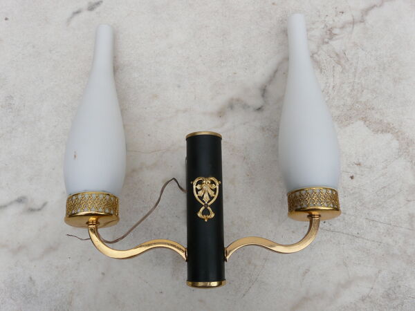 Applique double bras vintage noire et dorée