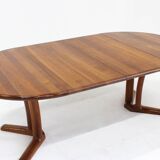 Table de salle à manger ronde extensible vintage Dyrlund danoise en teck massif