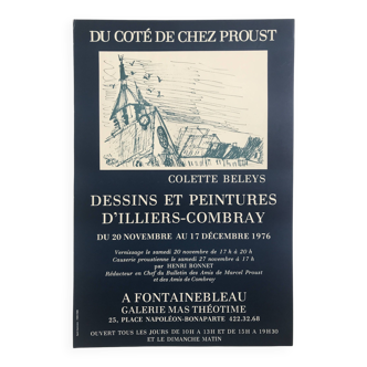 Colette beleys, du côté de chez proust, 1976. affiche originale en bichromie