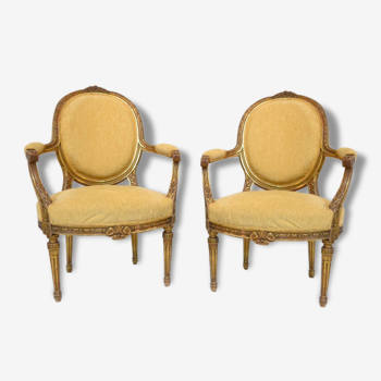 Paire de fauteuils Louis XVI