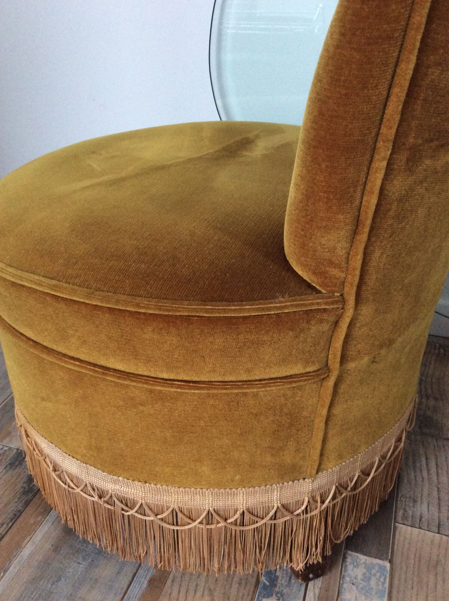 Toad armchair of the 60s and 70s in mustard yellow velvet